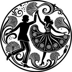 Minimalist stylized dancing silhouettes vector art