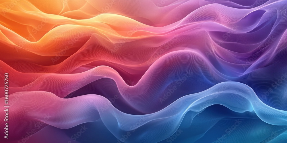 Poster Abstract gradient background. Abstract blurred gradient background colours with dynamic effect. Soft motion blur. Colorful fluid shapes. Vivid gradient texture. Smooth abstract waves. Copy space.