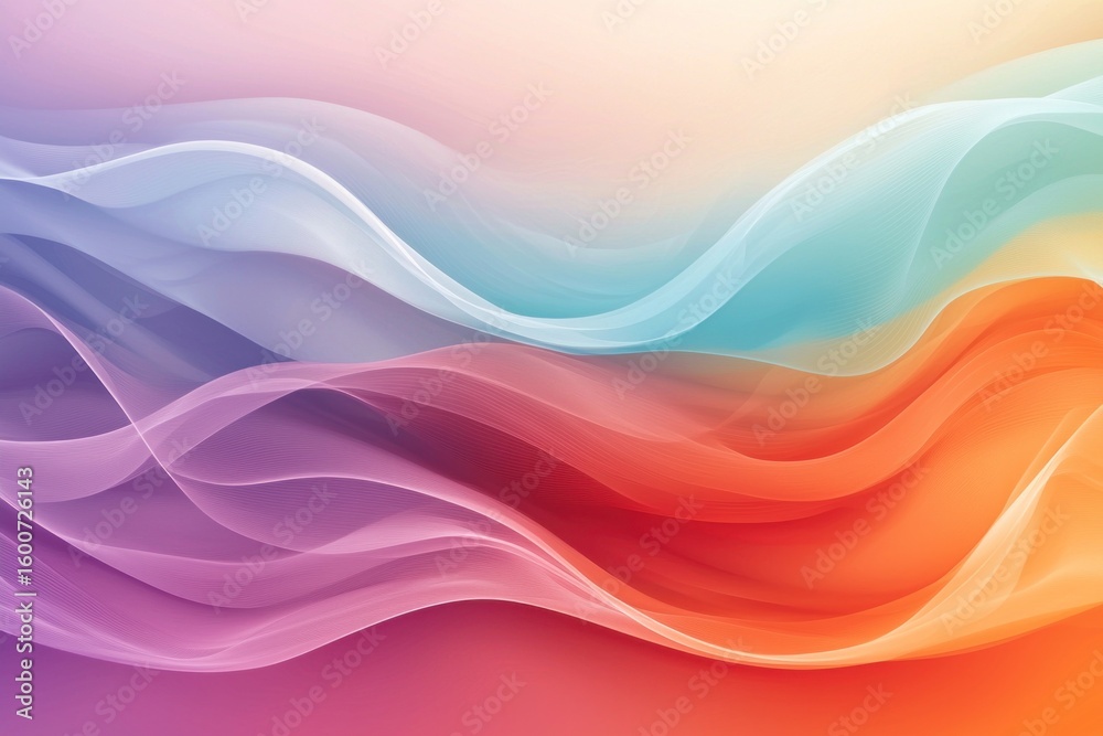 Poster Abstract gradient background. Abstract blurred gradient background colours with dynamic effect. Soft motion blur. Colorful fluid shapes. Vivid gradient texture. Smooth abstract waves. Copy space.
