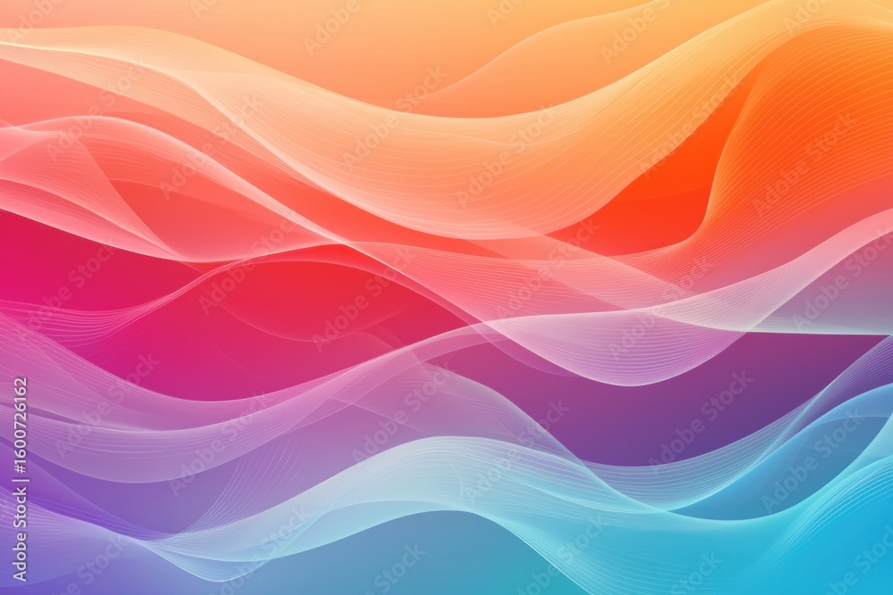 Poster Abstract gradient background. Abstract blurred gradient background colours with dynamic effect. Soft motion blur. Colorful fluid shapes. Vivid gradient texture. Smooth abstract waves. Copy space.