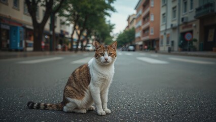 Adorable street cat without a home