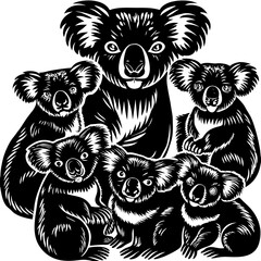 Collection of seven adorable koalas in various poses