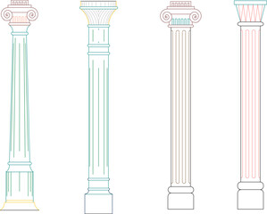 vector sketch illustration silhouette design classic vintage pillar column