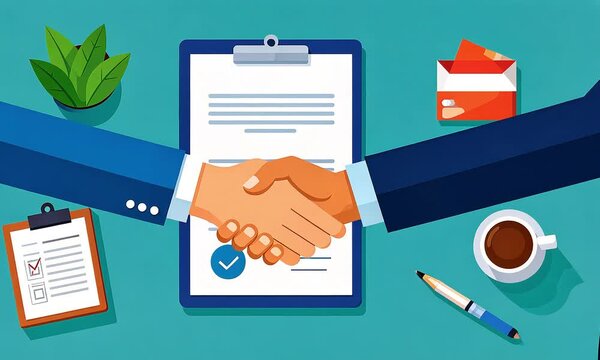 Business agreement handshake illustration flat design