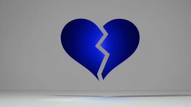 animated 2D heart symbol split between red blue to represent emotional contrast ideal dramatic poetic storytelling relationship es expressive 4K animations using flat minimalistic design