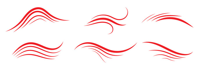 Doodle wind line sketch set. Hand drawn doodle wind motion, air blow, swirl elements. Sketch drawn air blow motion, smoke flow art, abstract line. Isolated on Dark background . vector illustration.