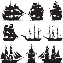 Sailing ships silhouettes nautical maritime © Taniaislam