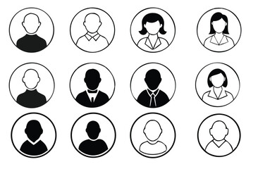 User or Avatar Icon Set Vector Design,User Profile Icon Set Vector Design on White Background.