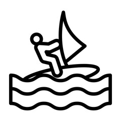 Windsurfing Vector Line Icon Design