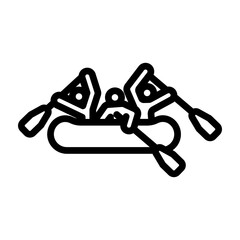 White Water Rafting Vector Line Icon Design