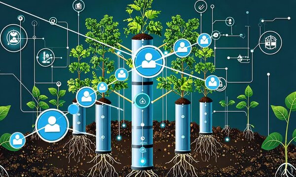 Digital growth tree illustration technology illustration