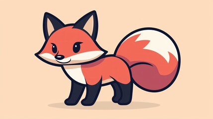 Fototapeta premium Cute cartoon fox standing; playful animal illustration for children's book or digital media