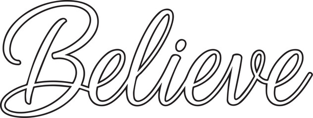 Fototapeta premium Elegant cursive script word believe lettering typography vector