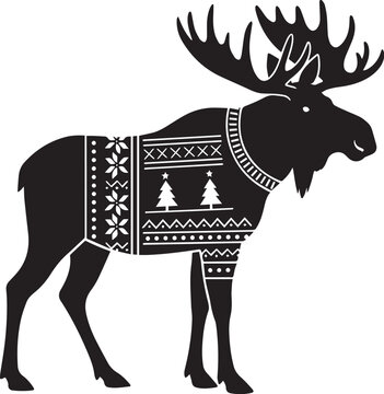 Majestic moose adorned with festive patterned winter sweater animal wildlife