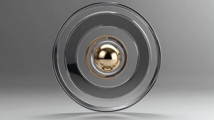 geometric 3D animation featuring golden sphere hidden inside transparent hemispheres that peel away to reveal motion layers modern high end design video perfect abstract branding 4K poster - Powered by Adobe