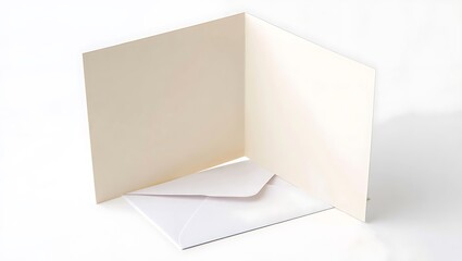 Open greeting card with envelope on a white surface showcasing stationery and paper products for events
