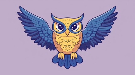 Obraz premium Cute cartoon owl in flight against a soft background. Possible use children's book illustration