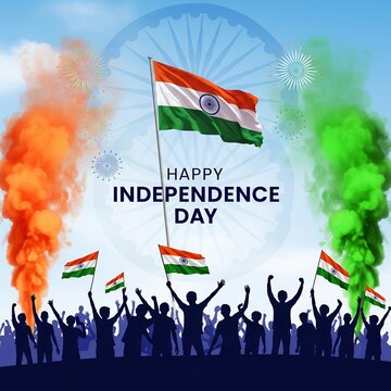 Celebration of india s independence day with flags and fireworks