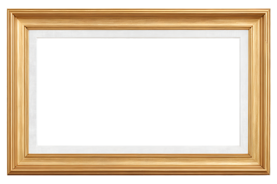 decorative gold frame isolated on a white background, in a simple style, with a transparent PNG