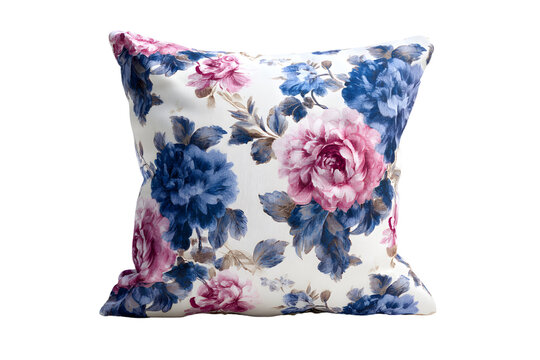 Elegant floral cushion on a transparent background, perfect for home decor imagery