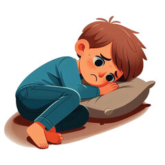 Sad Boy Lying Down Depressed illustration