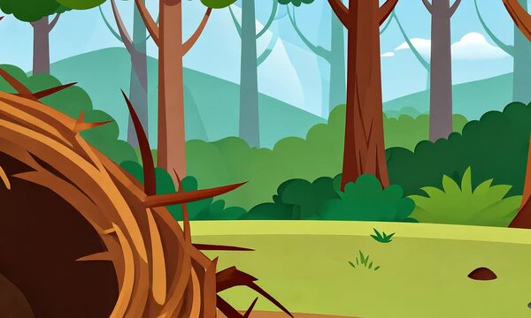 Empty bird nest in forest illustration