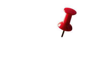 Single red pushpin against black background