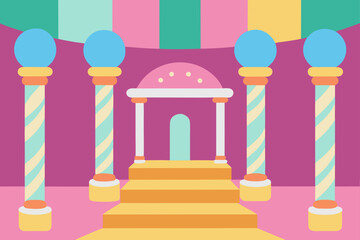 cute ballroom with candy colored pillars