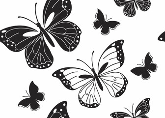 Fototapeta premium A diverse collection of elegant butterfly silhouettes, perfect for nature-inspired vector designs and illustrations