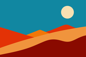 desert ridge line against color blocked sky and