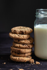 Fresh Stacked Oatmeal Cookies Closeup