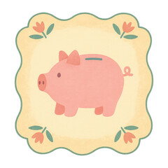 Fototapeta premium PNG Cute piggy bank illustration