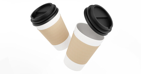 Tilted Paper Coffee Cups Mockup Scene