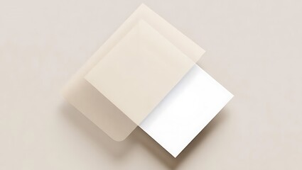 Minimalist presentation of two square cards with a soft beige background and subtle shadow effects