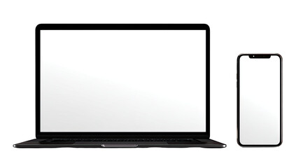 Laptop and smartphone mockup.  Blank screens
