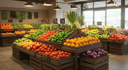 Fresh Produce Display in a Supermarket high quality