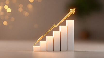 Growth Chart with Arrow Showing Increased Performance and Success
