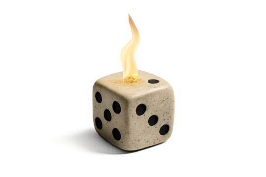 Dice with flame on top and transparent background