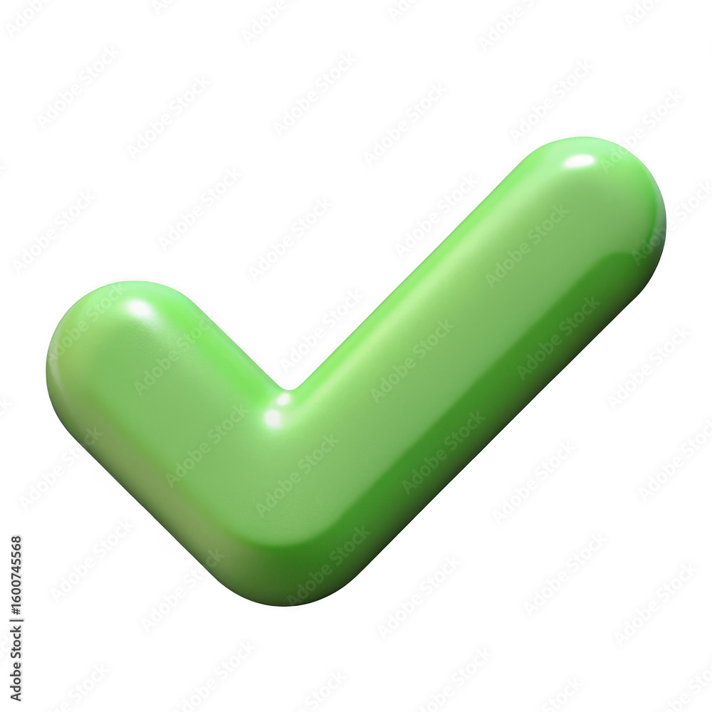 Fototapete 3d green check mark symbol isolated on transparent background