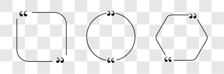 Set Of Quote Box Frames. Quote Forms. Simple Bubble Quotation, Comment, Message Borders. Vector Isolated On Transparent Background