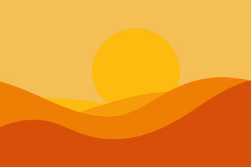 yellow orange sun over arid terrain minimalist