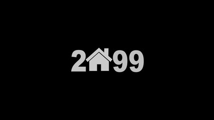 Pointing at 2099 with a glowing house icon representing real estate growth and marker innovation .Perfect for property investment , finance on black background 4 k animation video 
