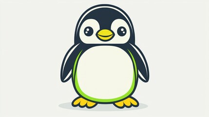 Obraz premium Cute cartoon penguin, front view, simple style, for children's books or greeting cards