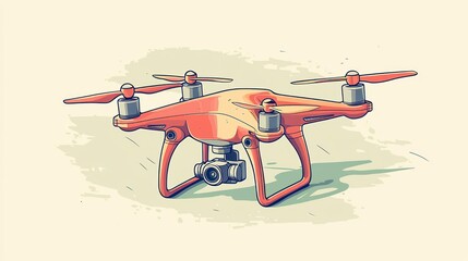Cartoon Drone Hovering, Artistic Illustration