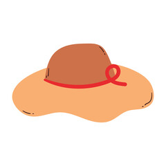cute hand drawing cartoon picnic hat. cute hat cartoon for sticker and icon