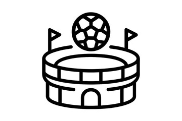 Soccer stadium with a ball and flags during an exciting match celebration