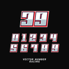 Sport Racing Numbers Vector Modern and Bold Typeface