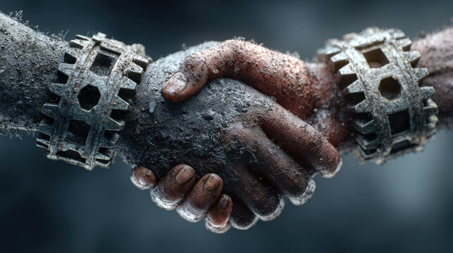 Creative concept showing symbolic handshake in contrasting styles