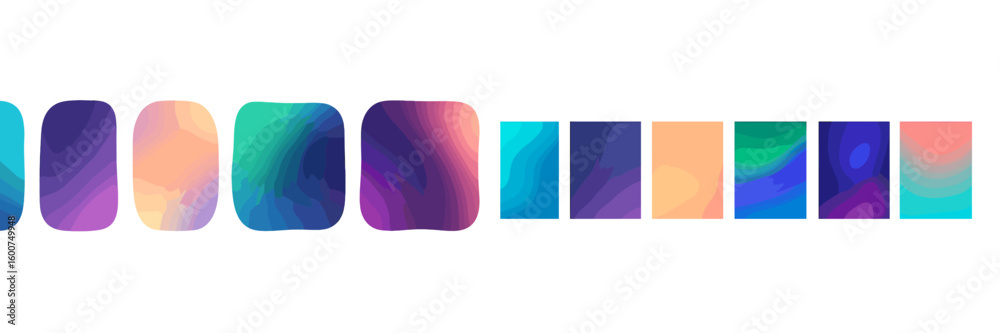 Poster vibrant abstract color gradients showcasing smooth transitions and fluid shapes in an artistic displ