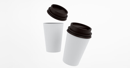 Separated Coffee Cup Mockup With Lids